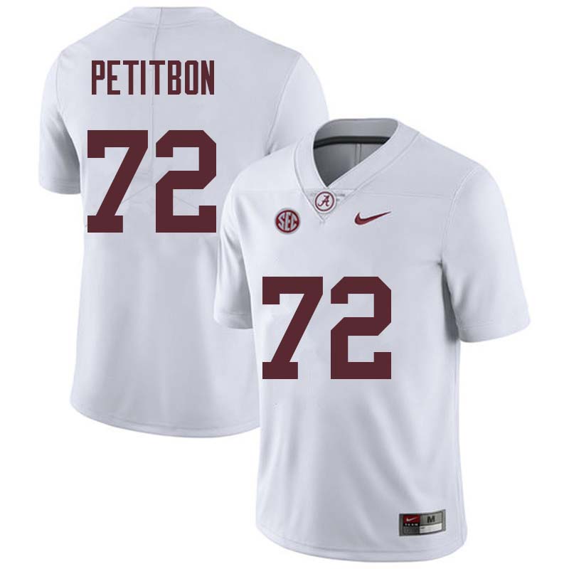 Alabama Crimson Tide Men's Richie Petitbon #72 White NCAA Nike Authentic Stitched College Football Jersey MJ16P02UQ